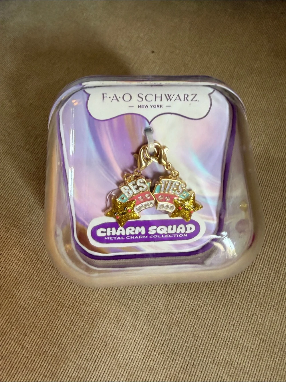FAO Schwarz Besties Star Gold Pink Blue Enamel Charm Set